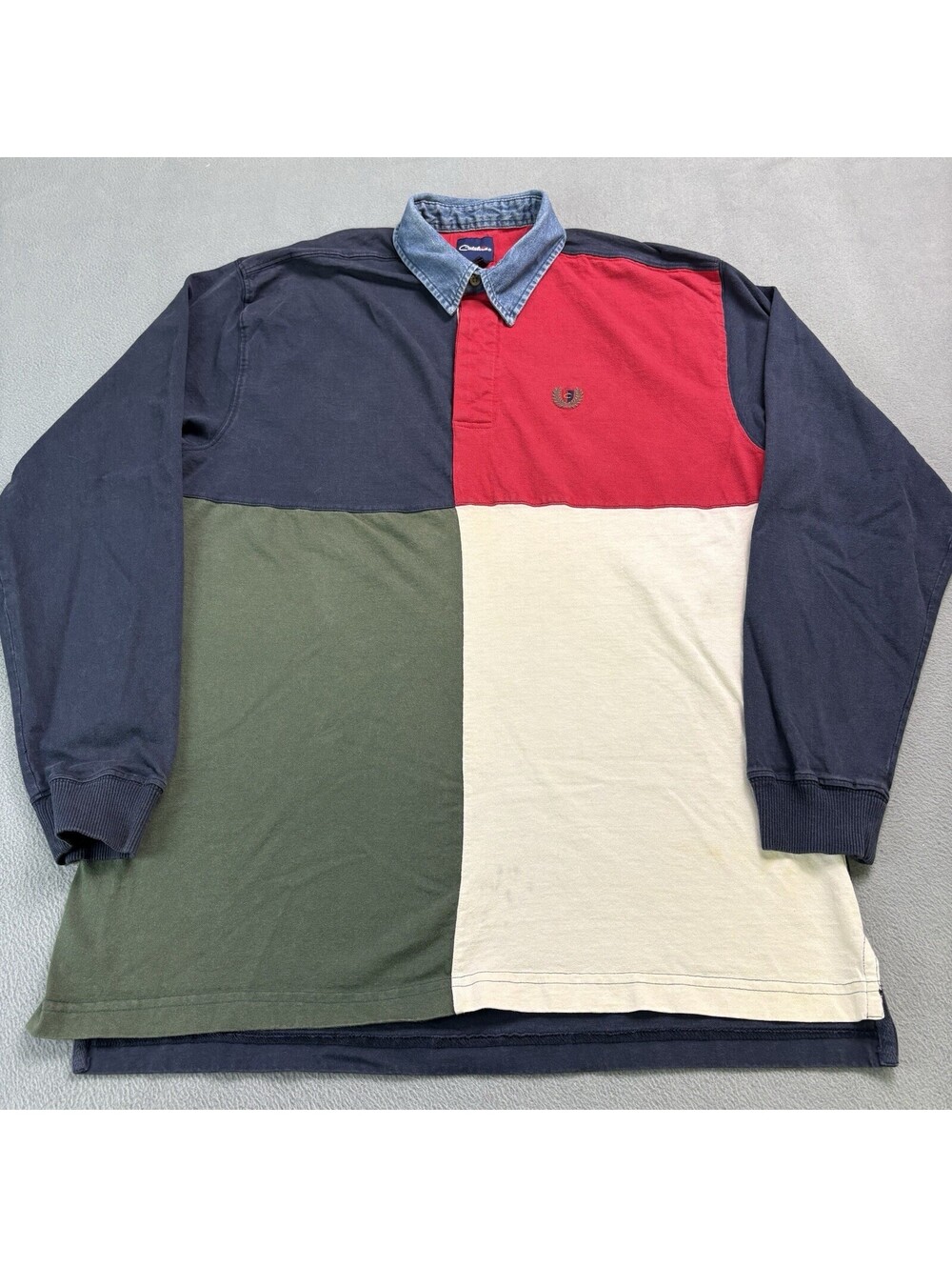 Vintage Catalina Colorblock Rugby Long Sleeve Polo Shirt Size Large